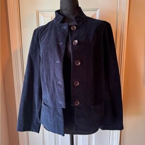 Talbots Vintage Navy Button-Up Velvet style Jacket